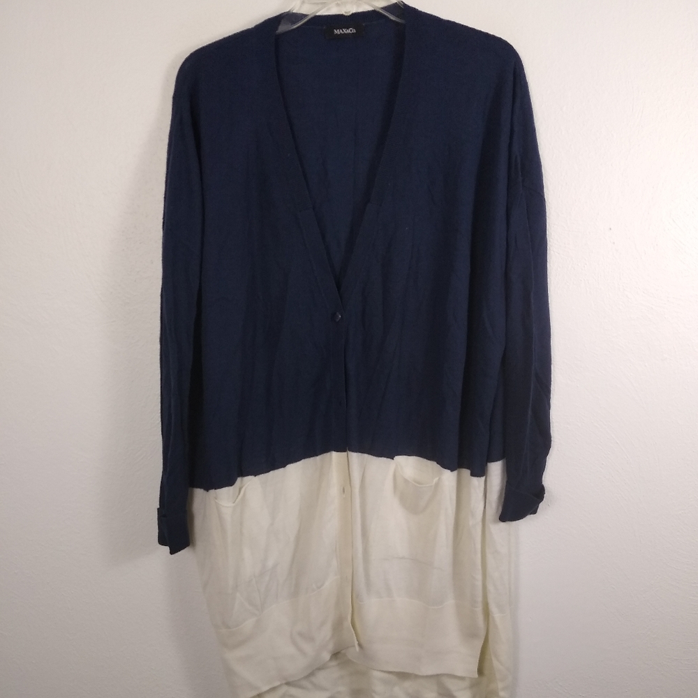 Max&co color block button down tunic cardigan sweater